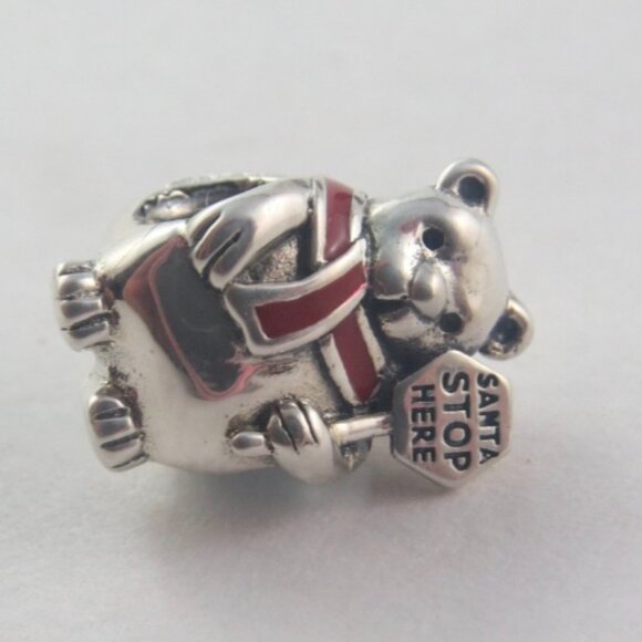 Pandora Bear Charm Christmas Polar Bear Charm Holiday Charm S925 Ale (H17) - Picture 1 of 4